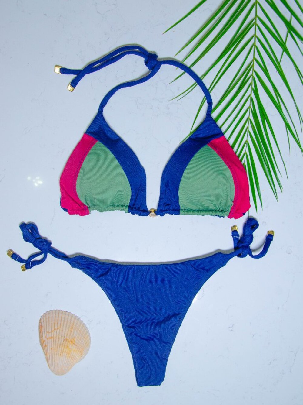 Rio Açu Brazilian Reversible Triangle Bikini Set | Size L | NWT | UPF 50+